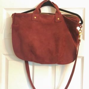Clare V Original Maroon Leather Messenger Bag